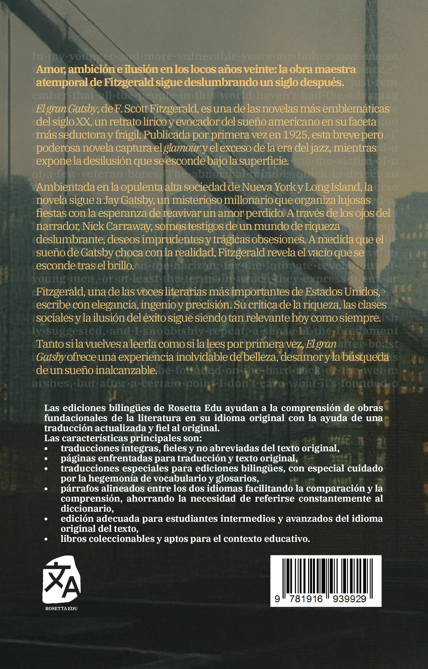 El gran Gatsby - The Great Gatsby | Libro en tapa dura bilingüe - Español / Inglés