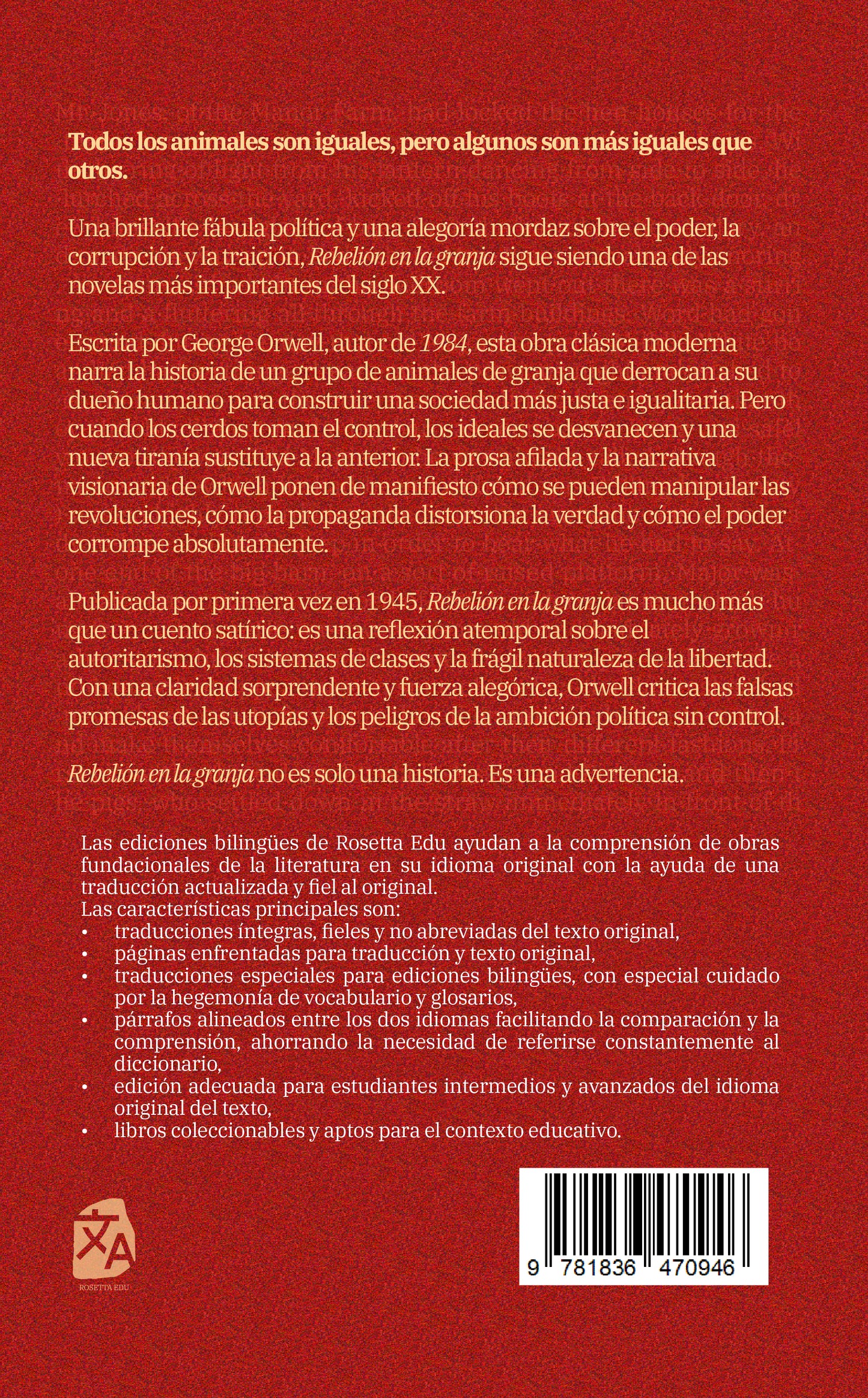 Rebelión en la granja - Animal Farm | Libro en tapa dura bilingüe - Español / Inglés