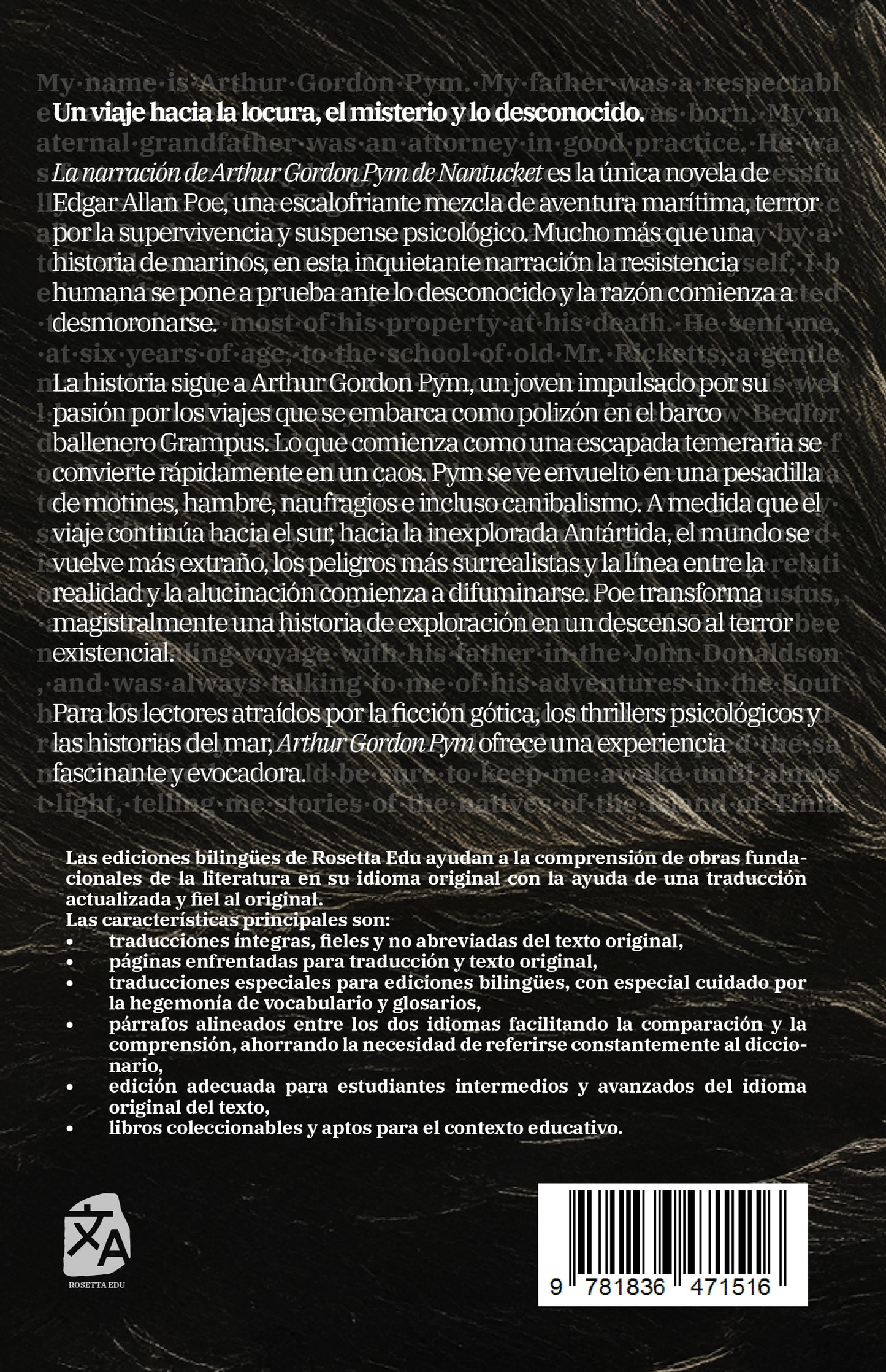 La narración de Arthur Gordon Pym - The Narrative of Arthur Gordon Pym of Nantucket | Libro bilingüe - Español / Inglés