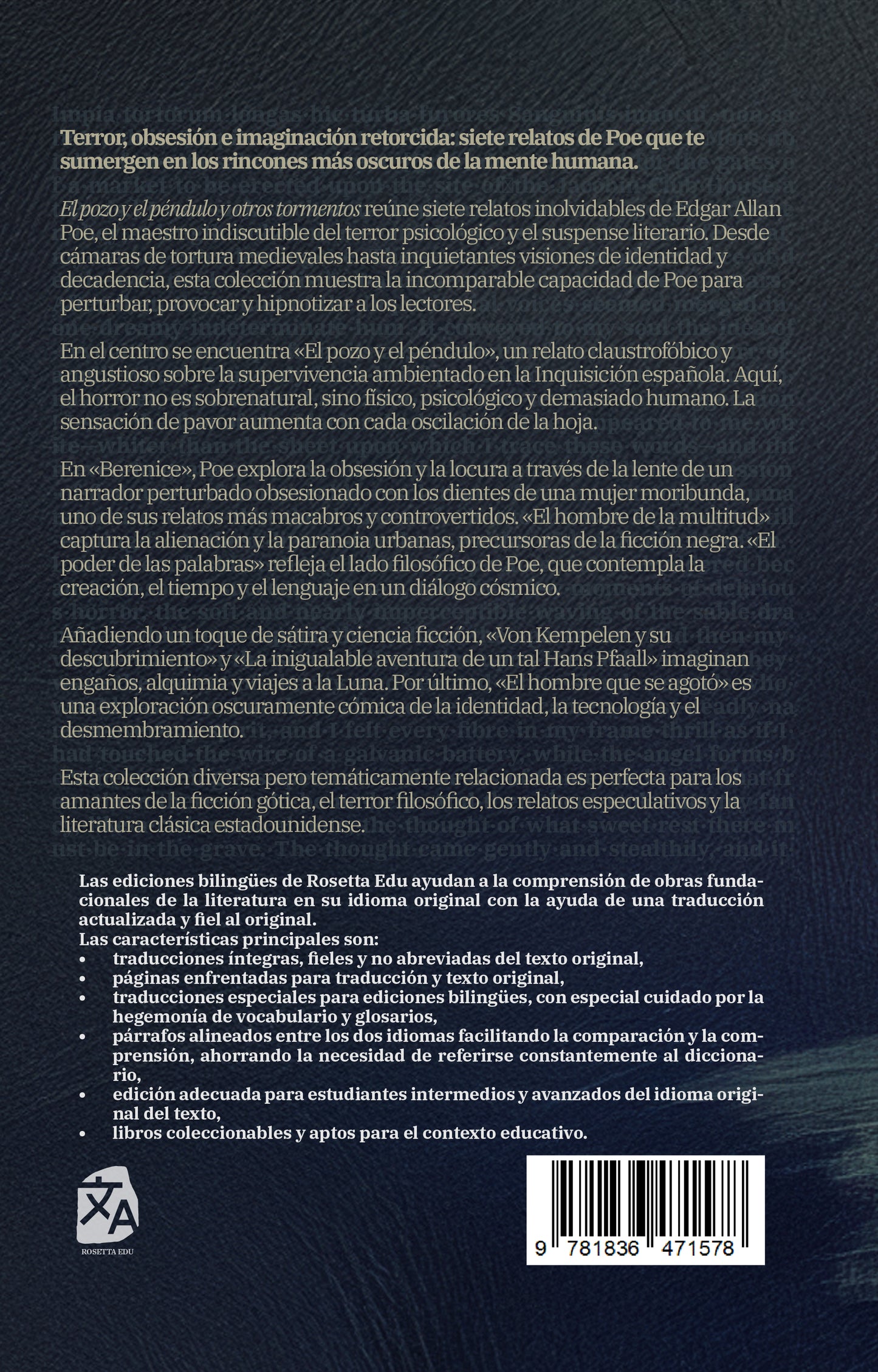 El pozo y el péndulo y otros tormentos - The Pit and the Pendulum and Other Torments | Libro en tapa dura bilingüe - Español / Inglés