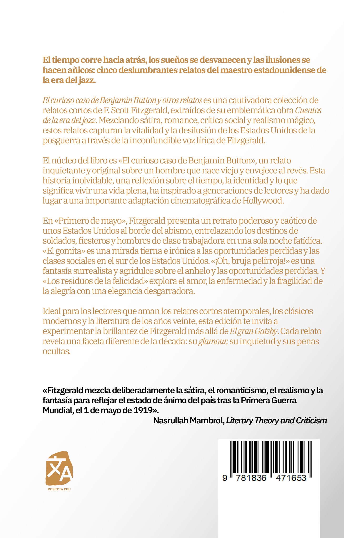 El curioso caso de Benjamin Button y otros relatos | Libro en tapa dura