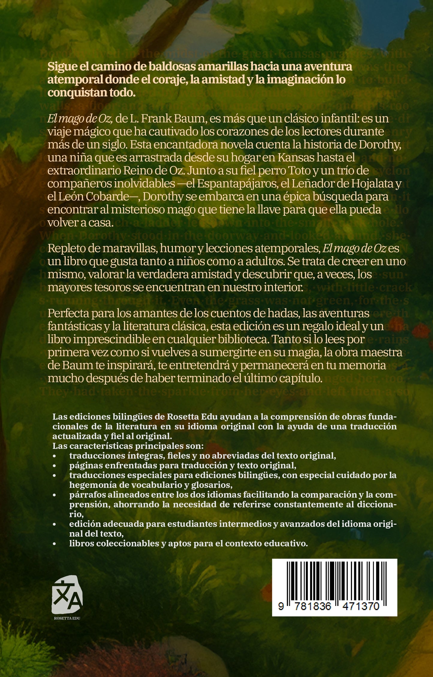 El mago de Oz - The Wonderful Wizard of Oz | Libro en tapa dura bilingüe - Español / Inglés