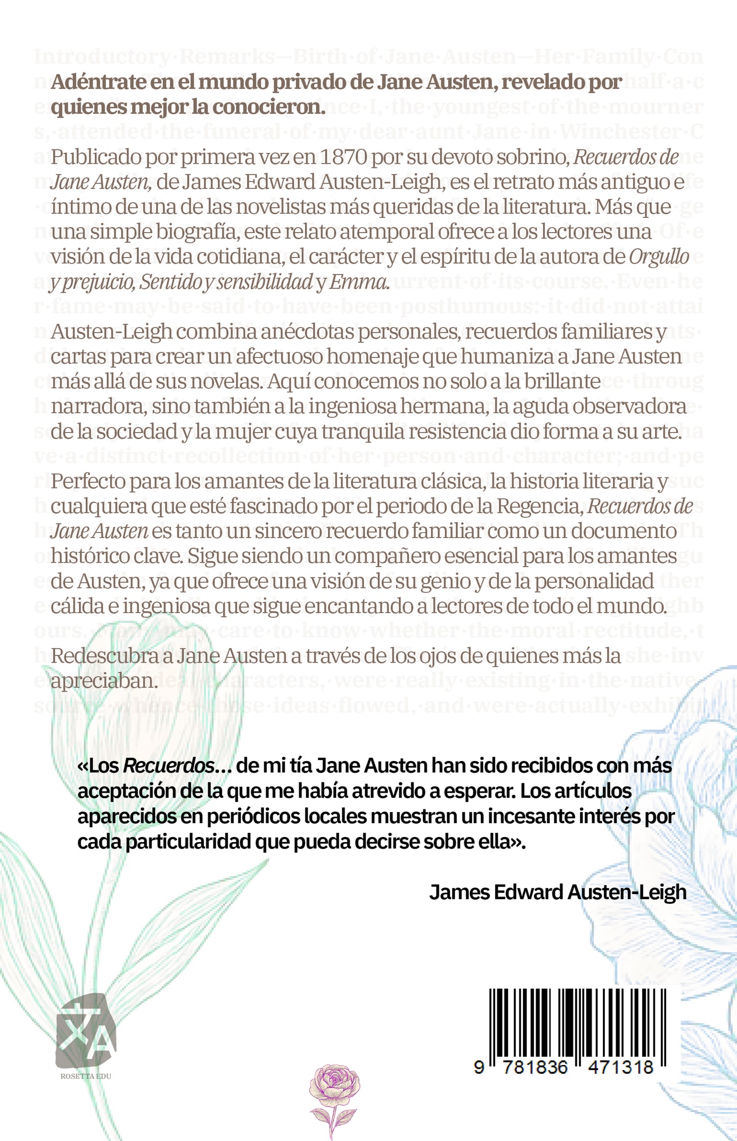 Recuerdos de Jane Austen - A Memoir of Jane Austen | Libro bilingüe - Español / Inglés