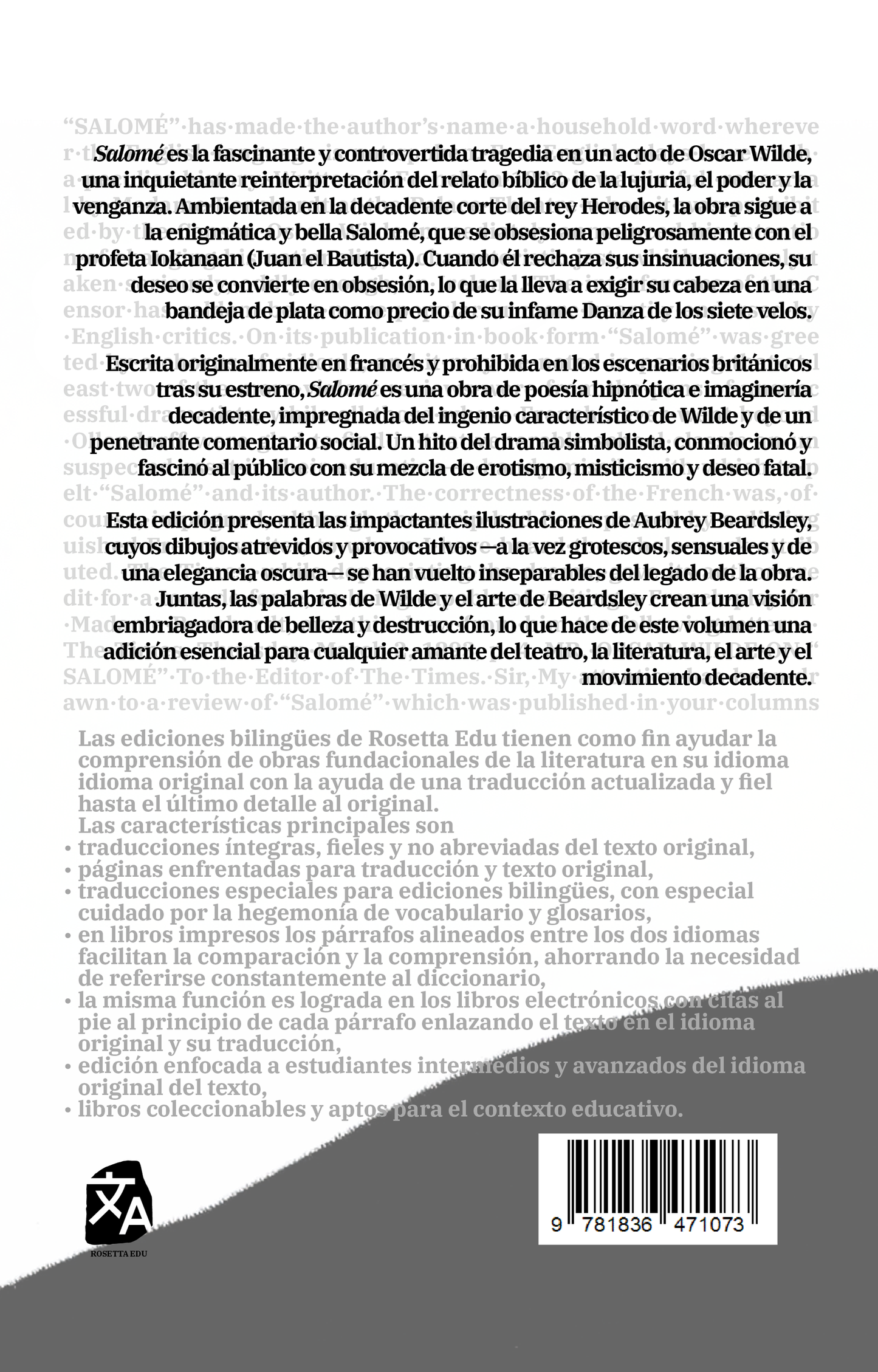 Salomé: Tragedia en un acto - Salomé: A Tragedy in One Act | Libro en tapa dura bilingüe - Español / Inglés