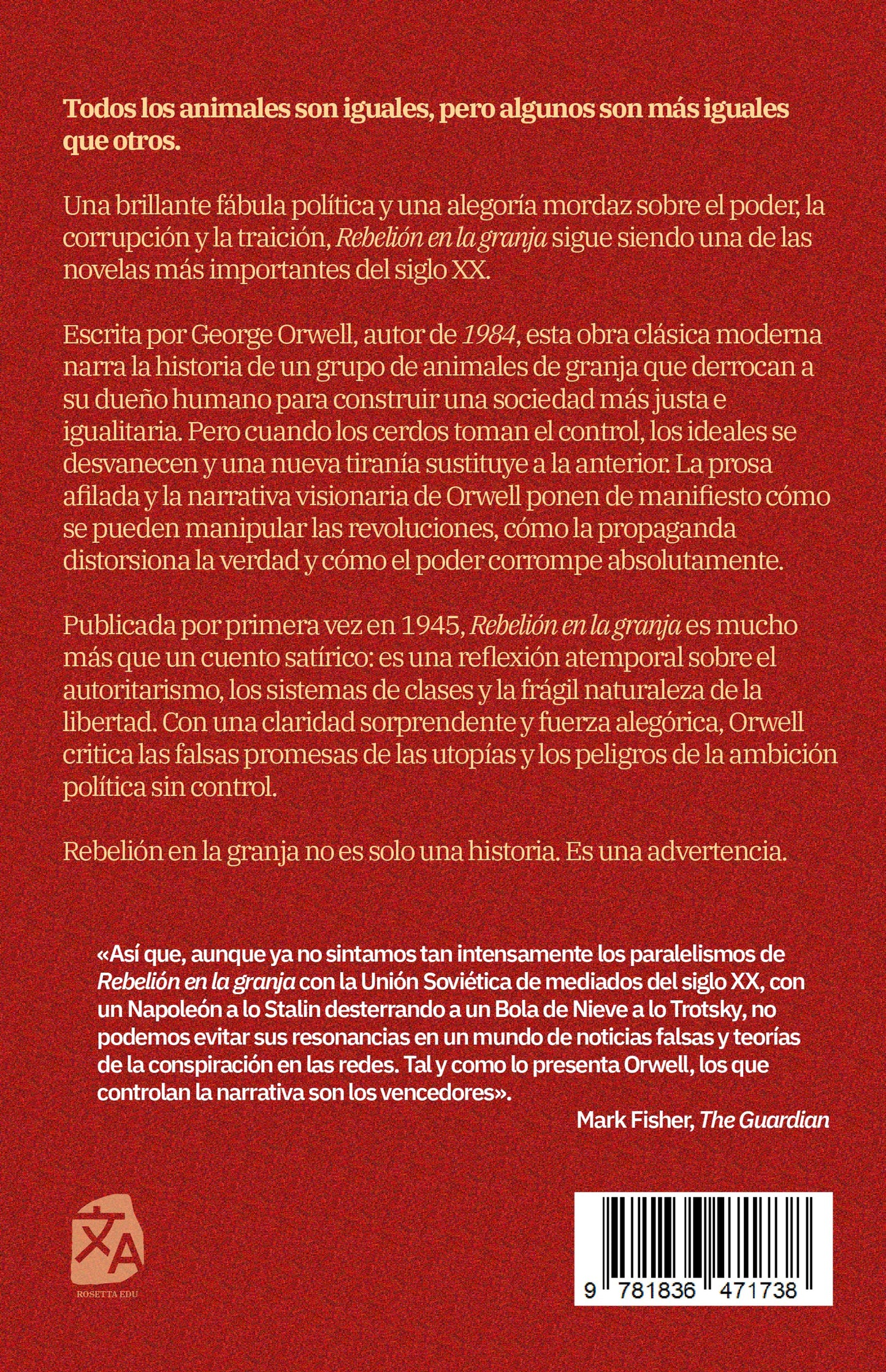 Rebelión en la granja, George Orwell - contraportada