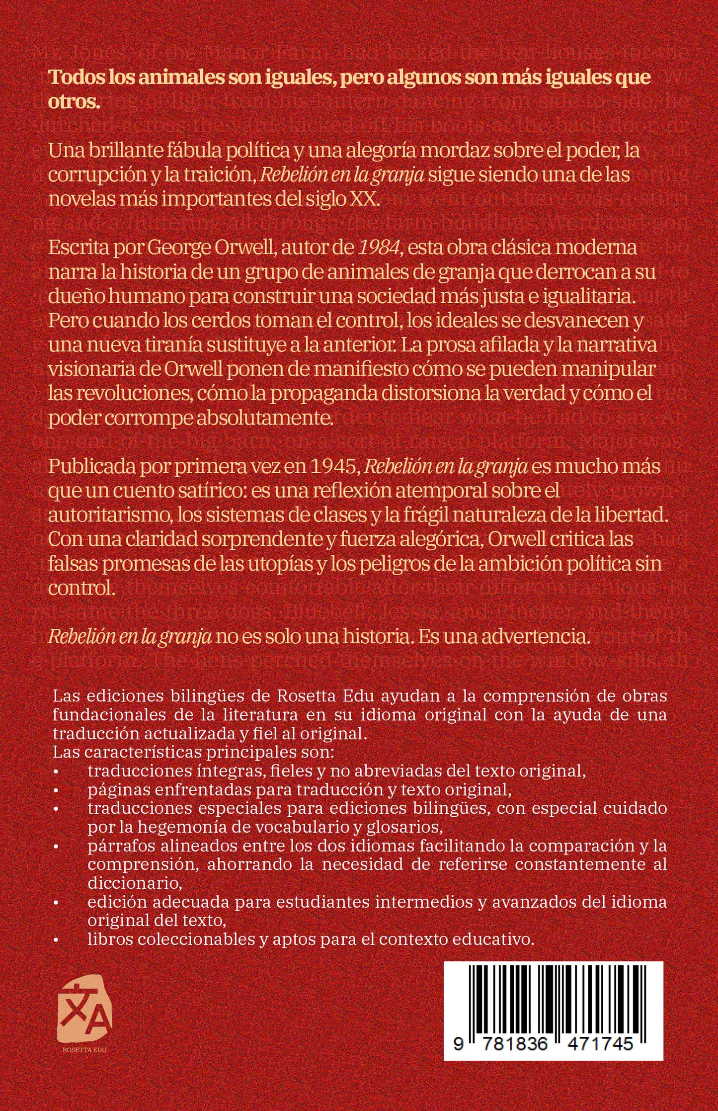 Rebelión en la granja - Animal Farm | Libro bilingüe - Español / Inglés