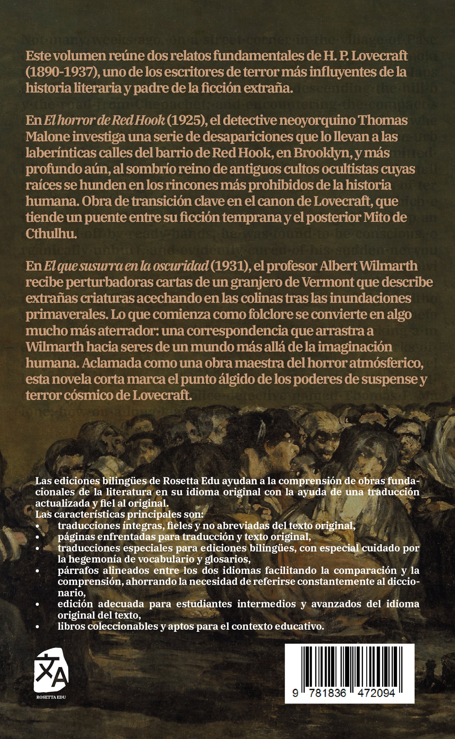 El horror de Red Hook y El que susurra en la oscuridad - The Horror at Red Hook and The Whisperer in Darkness | Libro bilingüe - Español / Inglés
