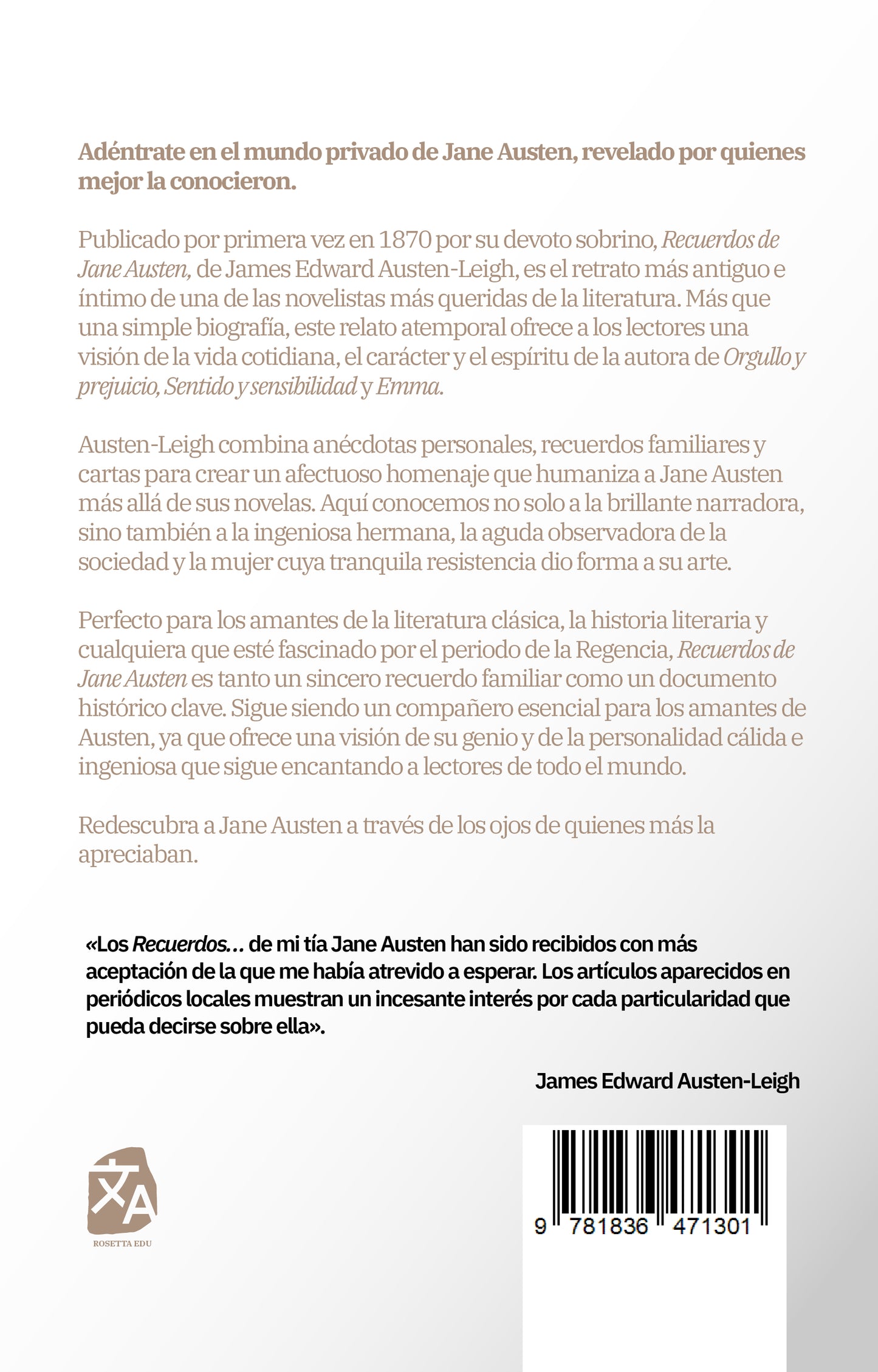 Recuerdos de Jane Austen | Libro en tapa dura